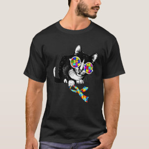 Katzenaugen-Sonnenbrille mit Farbpuzzlen für Autis T-Shirt