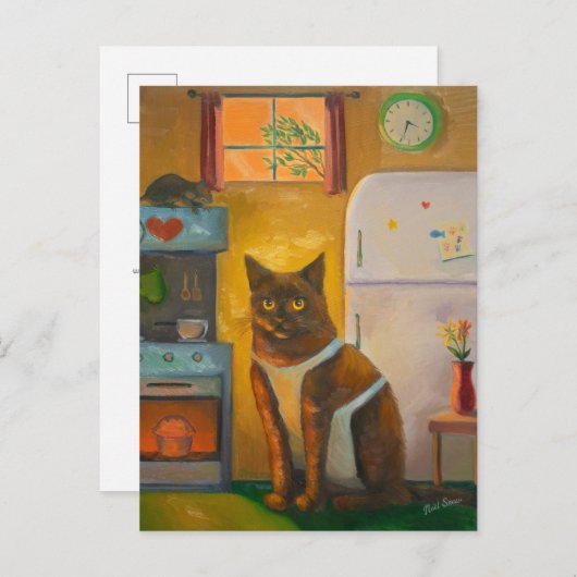 Katzenbackmuffin in der Hütte Küche Postkarte (Vorne/Hinten)