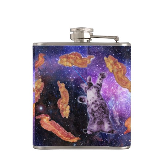 Katzenbacon mit Laserauge Flachmann (Rückseite)