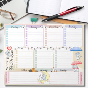 Katzenballon-Schirm Mehrfarbig Wochen-To-Do-Liste Notizblock