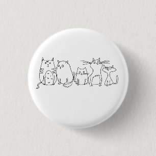 Katzenbande Line Art Cartoon-Illustration Button