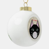 Katzenbeige Keramik Kugel-Ornament (Links)