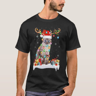 Katzenbeleuchtung Weihnachtsmann Rentierhut Katzen T-Shirt