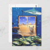 Katzenbeobachtung Fische unter dem Meer Postkarte (Vorne/Hinten)