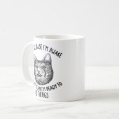 Katzenbesitzer nur weil ich Katzenjäger-Spaß Lover Kaffeetasse (Vorderseite Links)