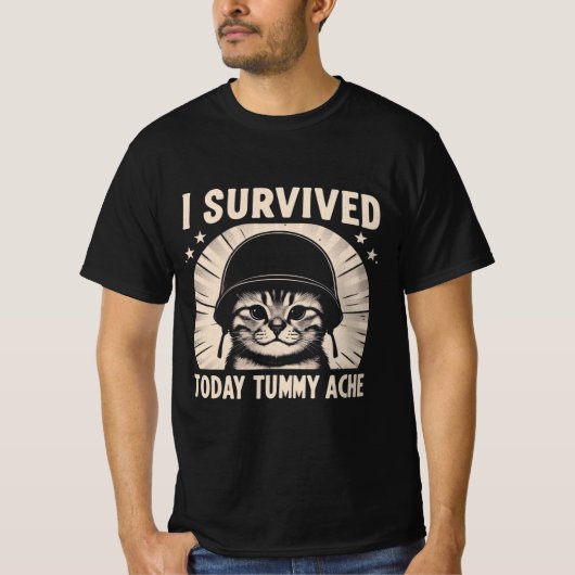 Katzenbesitzer Spaß Shirt Tummy Ache Survivor Grap (Vorderseite)