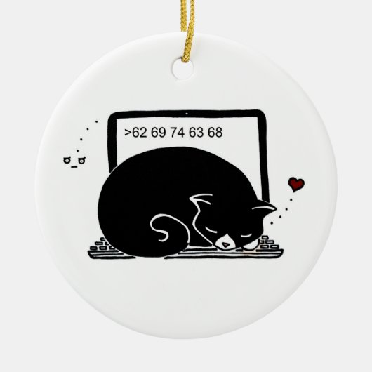 Katzenbett für Laptops (Tuxedo - Schwarz & Weiß) Keramikornament (Vorne)