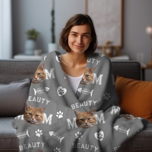 Katzenbezeichnung Mama Grauer Personalisierter Nam Fleecedecke