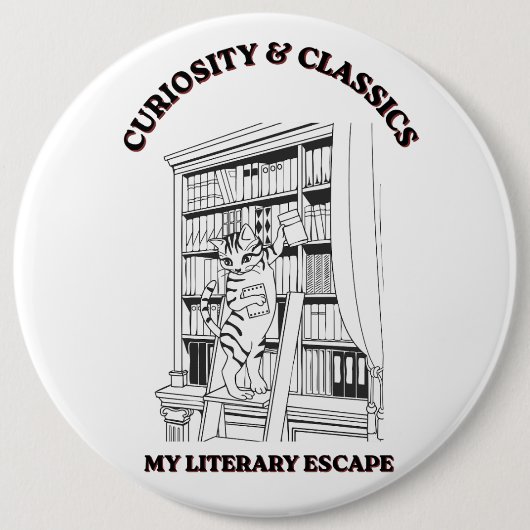 Katzenbibliothekar Ästhetik-Kunstposter  Button (Vorderseite)