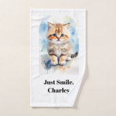 Katzenbild Humor Text Name Badhandtuch Set (Handtuch)