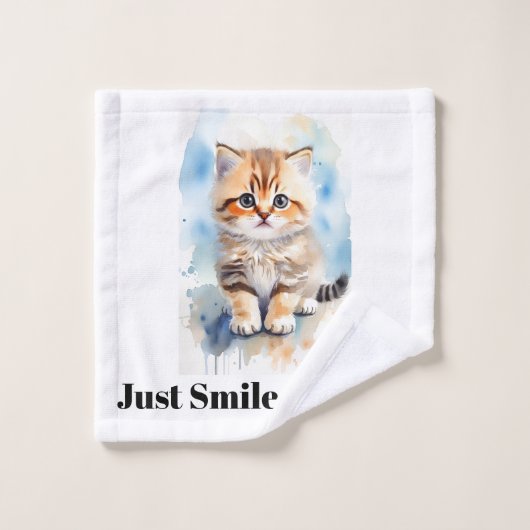 Katzenbild Humor Text Name Badhandtuch Set (Waschlappen)