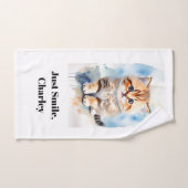 Katzenbild Humor Text Name Badhandtuch Set (Handtuch)