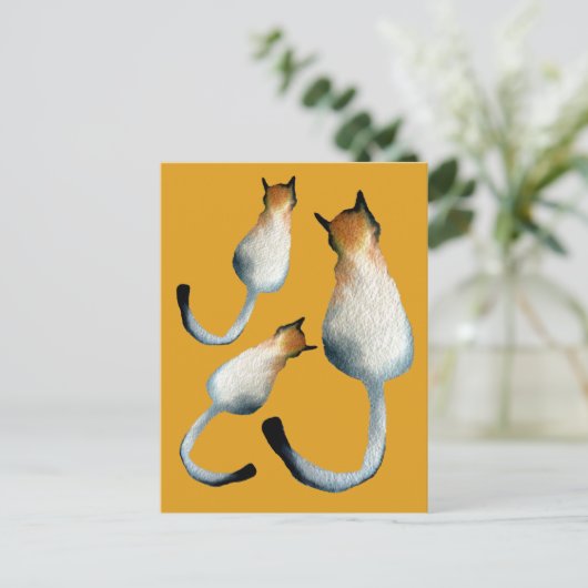 Katzenbild in Schwarz-Braun Postkarte (Stehend Vorderseite)