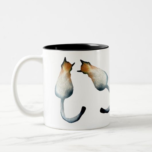 Katzenbild in Schwarz-Braun Zweifarbige Tasse (Links)