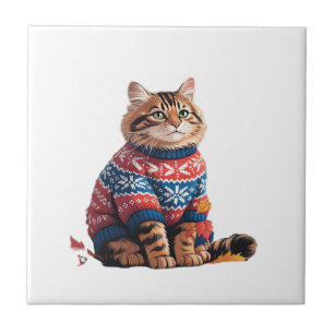 Katzenblatt Fall Hallo Herbst Lustige Katze Katzen Fliese