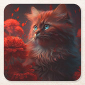 Katzenblende Rechteckiger Pappuntersetzer (Vorderseite)