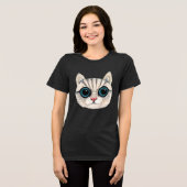 Katzenblick Damen Oberteil Tee T-Shirt (Vorderseite voll)