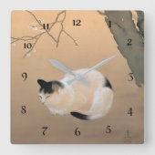 Katzenblüten von Hishida Shunso Quadratische Wanduhr (Vorderseite)
