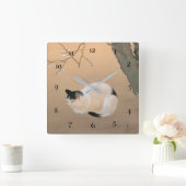Katzenblüten von Hishida Shunso Quadratische Wanduhr (Zuhause)