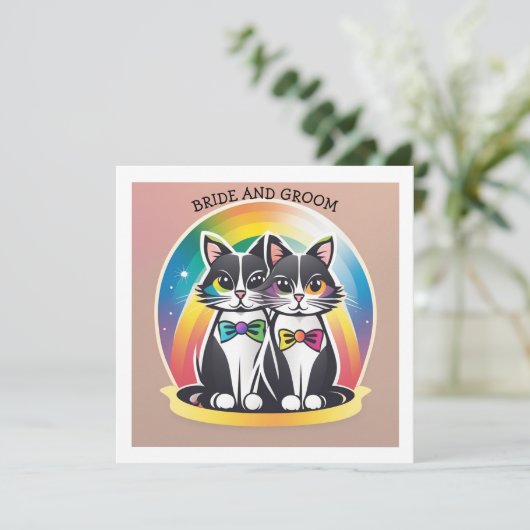 KatzenBRIDE UND GRUPPE Save The Date (Stehend Vorderseite)