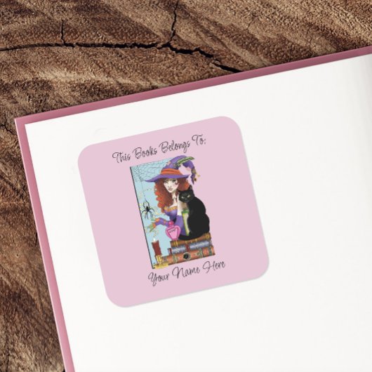 Katzenbücher, Hexentränke, Buchzeichen Quadratischer Aufkleber