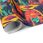 Katzenbücher und Wein im Sonnenschein Geschenkpapier (Rolleneckpunkt)