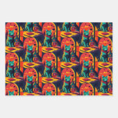 Katzenbücher und Wein im Sonnenschein Geschenkpapier Set (Vorderseite)