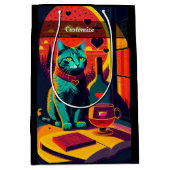 Katzenbücher und Wein im Sonnenschein Mittlere Geschenktüte (Vorderseite)