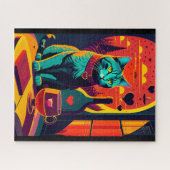 Katzenbücher und Wein im Sonnenschein Puzzle (Horizontal)