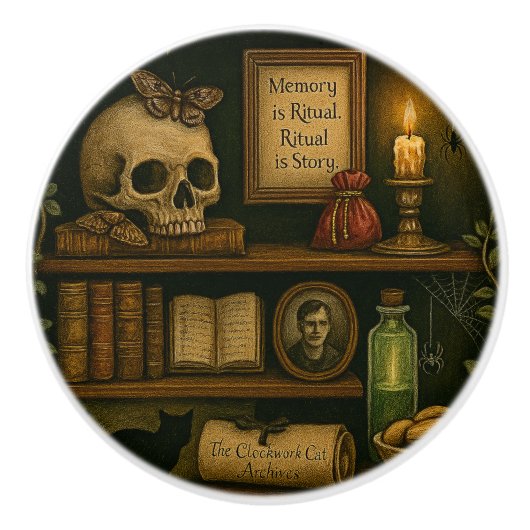 Katzenbücherregal Keramikknauf (Vorderseite)