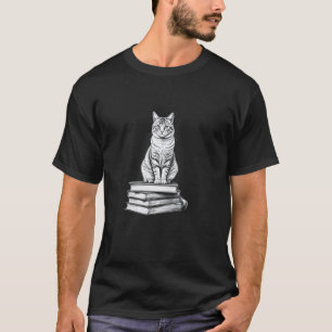 Katzenbuchleser, lustiger Bibliothekar-Lehrer Schw T-Shirt