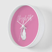 KatzenCartoon, der Winking Kitty Pink Zeichne Uhr (Winkel)