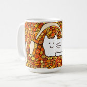 Katzencartoon-Strichzeichnung Kaffeetasse (Vorderseite Links)