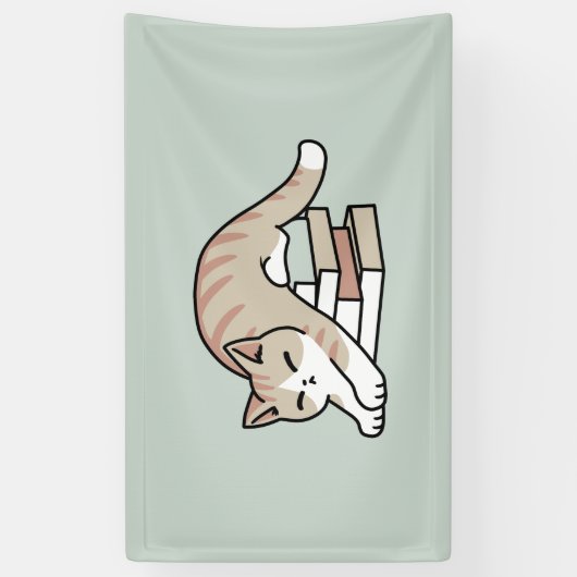 Katzendarstellung buchen - aufgerollt und gemütlic banner (Vertikal)