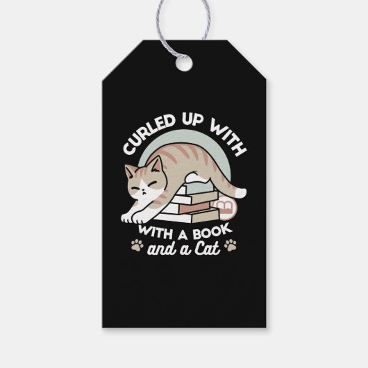 Katzendarstellung buchen - aufgerollt und gemütlic geschenkanhänger (Vorderseite)