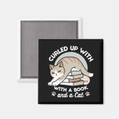 Katzendarstellung buchen - aufgerollt und gemütlic magnet (Vorderseite/Rückseite)