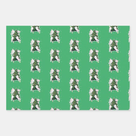 Katzendekoration Weihnachtsbaum Geschenkpapier Set (Vorderseite 3)