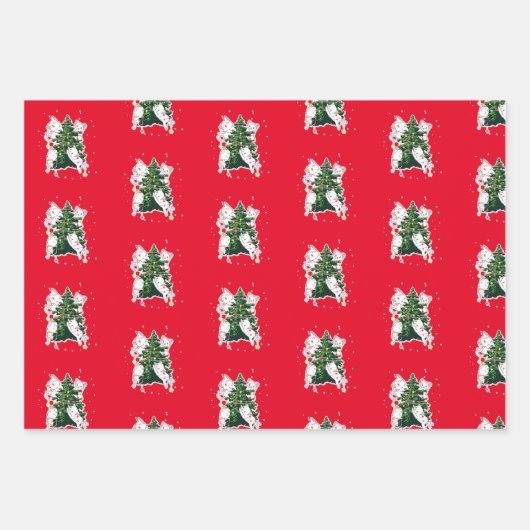 Katzendekoration Weihnachtsbaum Geschenkpapier Set (Vorderseite)