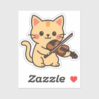 Katzendesign mit Violinenspiel Aufkleber