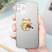 Katzendesign mit Violinenspiel Aufkleber (Telefon)