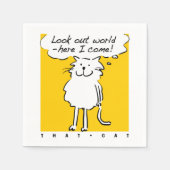 Katzendesign. "Schau die Welt aus, hier komme ich! Serviette (Vorderseite)