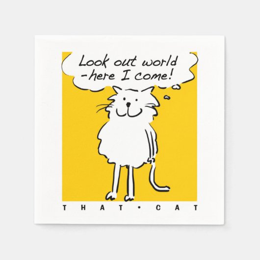 Katzendesign. "Schau die Welt aus, hier komme ich! Serviette (Vorderseite)