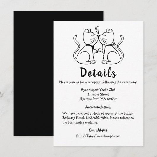 Katzendetails Hochzeitskätzchen Schwarz-weiße Nied Einladung (Vorne/Hinten)