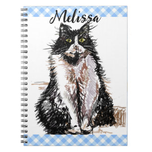 Katzendrawing Tuxedo Katze Süß Schwarzweiß Katzen  Notizblock