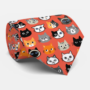 Katzenfacenmuster  Cool Kitty Cat Lover's Red Krawatte