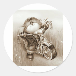 Katzenfahrer Runder Aufkleber