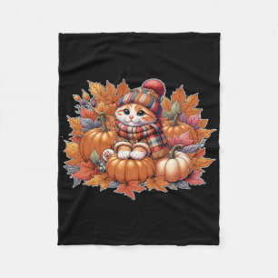 Katzenfall-Blätter-hello-Herbst-Katzenkätzchen-Kät Fleecedecke