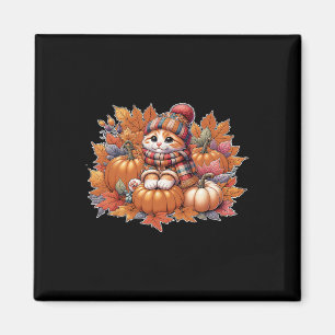 Katzenfall-Blätter-hello-Herbst-Katzenkätzchen-Kät Magnet
