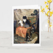 Katzenfamilie Henriëtte Ronner-Knip Karte (Gelbe Blume)