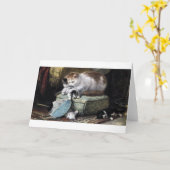 Katzenfamilie, Henriette Ronner-Knip Karte (Gelbe Blume)